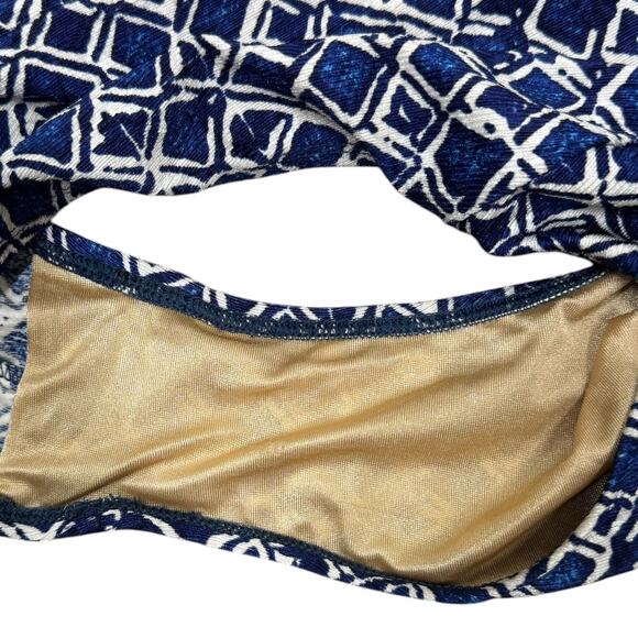 Vintage 90s Baja Blue One PIece Swimsuit Sz 10 Geometric Print High Cut Leg - Picture 5 of 8